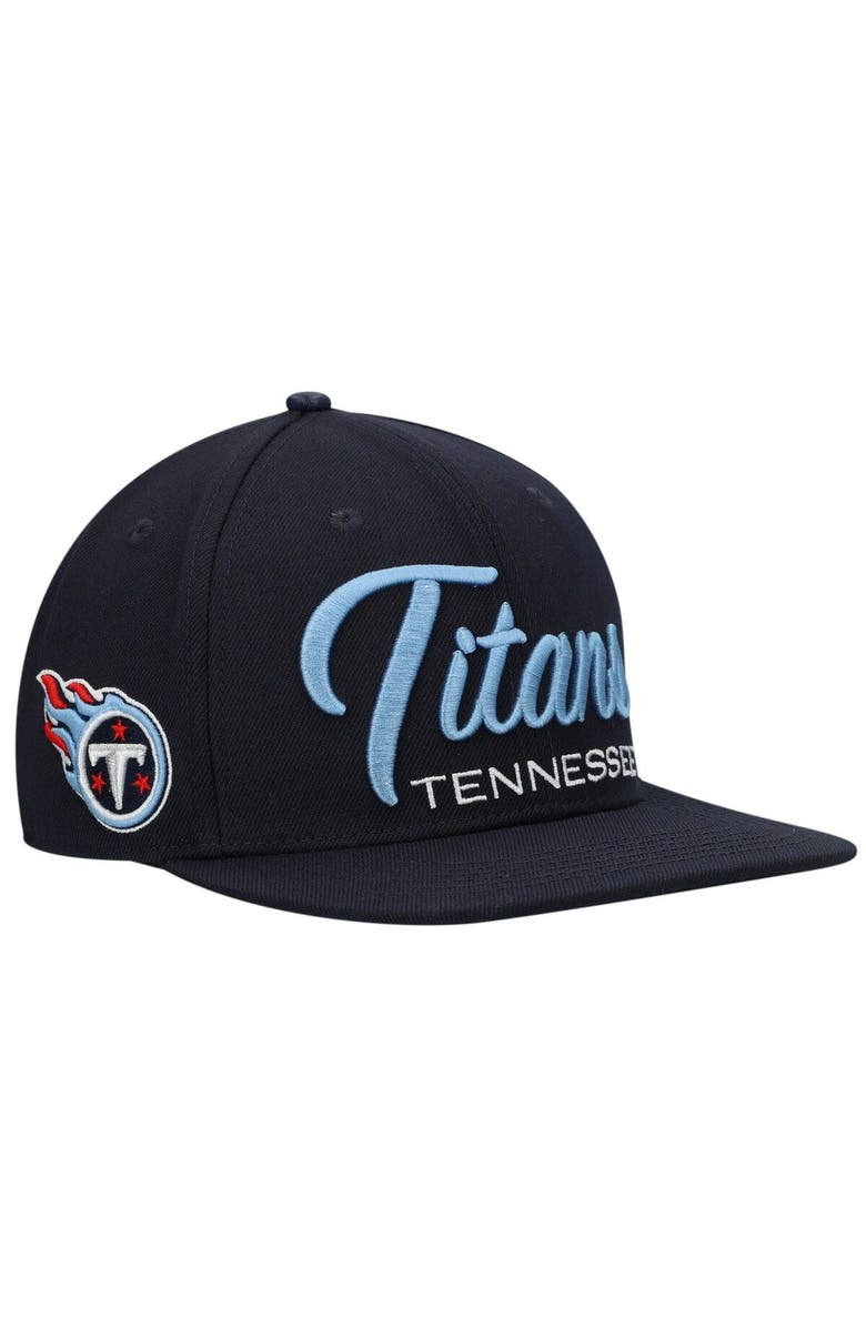 PRO STANDARD Men's Pro Standard Navy Tennessee Titans Script Wordmark Snapback Hat, Main, color, Navy
