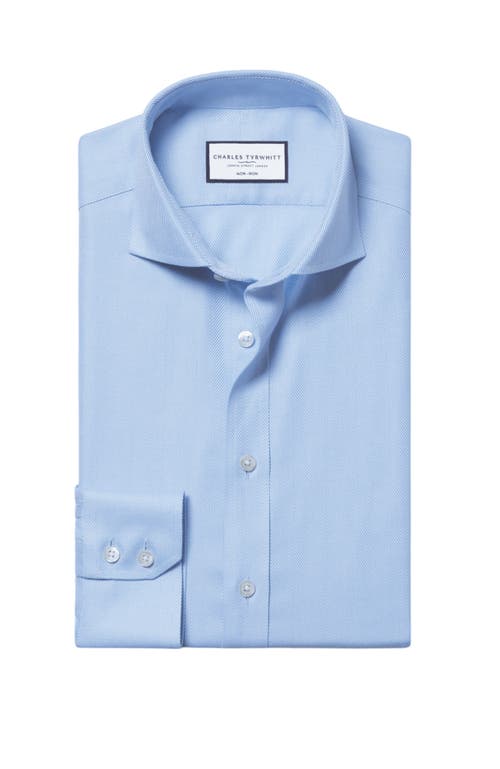 CHARLES TYRWHITT CHARLES TYRWHITT CUTAWAY COLLAR NON-IRON HERRINGBONE SHIRT