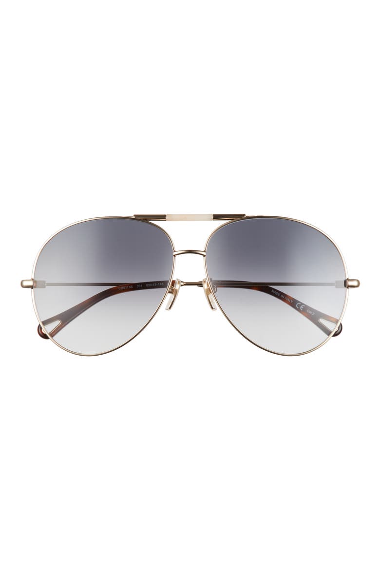 62mm Gradient Oversize Aviator Sunglasses, Main, color, GOLD 3