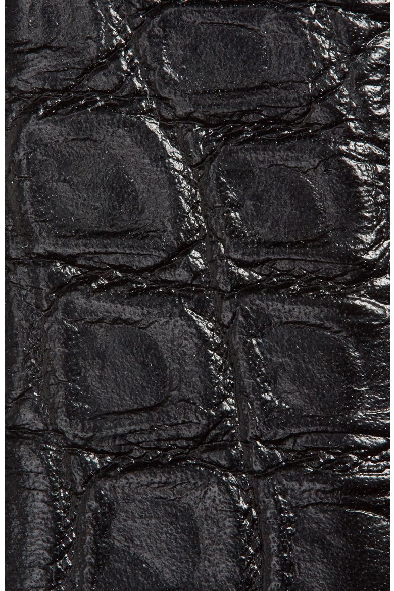 YSL Monogram Croc Embossed Leather Belt, Alternate, color, BLACK