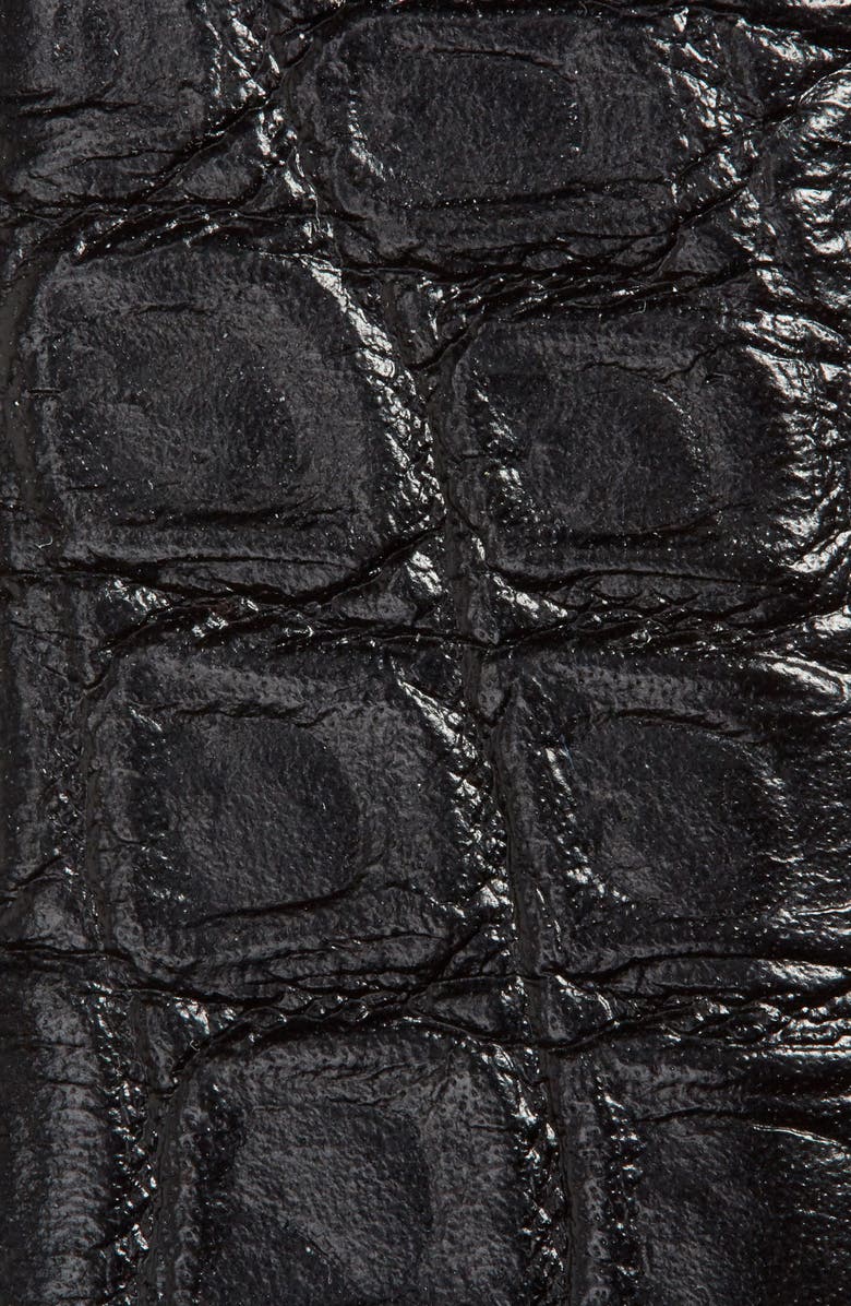 Saint Laurent YSL Monogram Croc Embossed Leather Belt, Alternate, color,