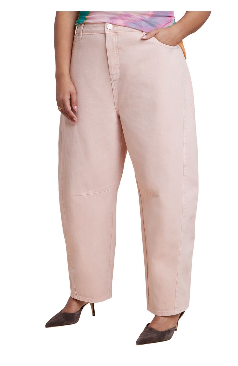 ELOQUII Pink Wash Barrel Leg Jean, Main, color, Evening Sand
