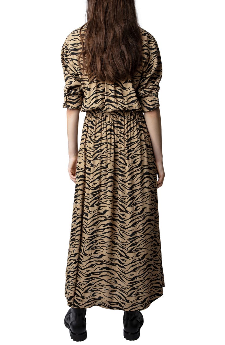 Zadig & Voltaire Radial Tiger Print Maxi Shirtdress, Alternate, color, Natural