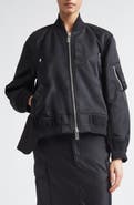 Sacai Mixed Media Nylon Twill & Wool Bomber Jacket