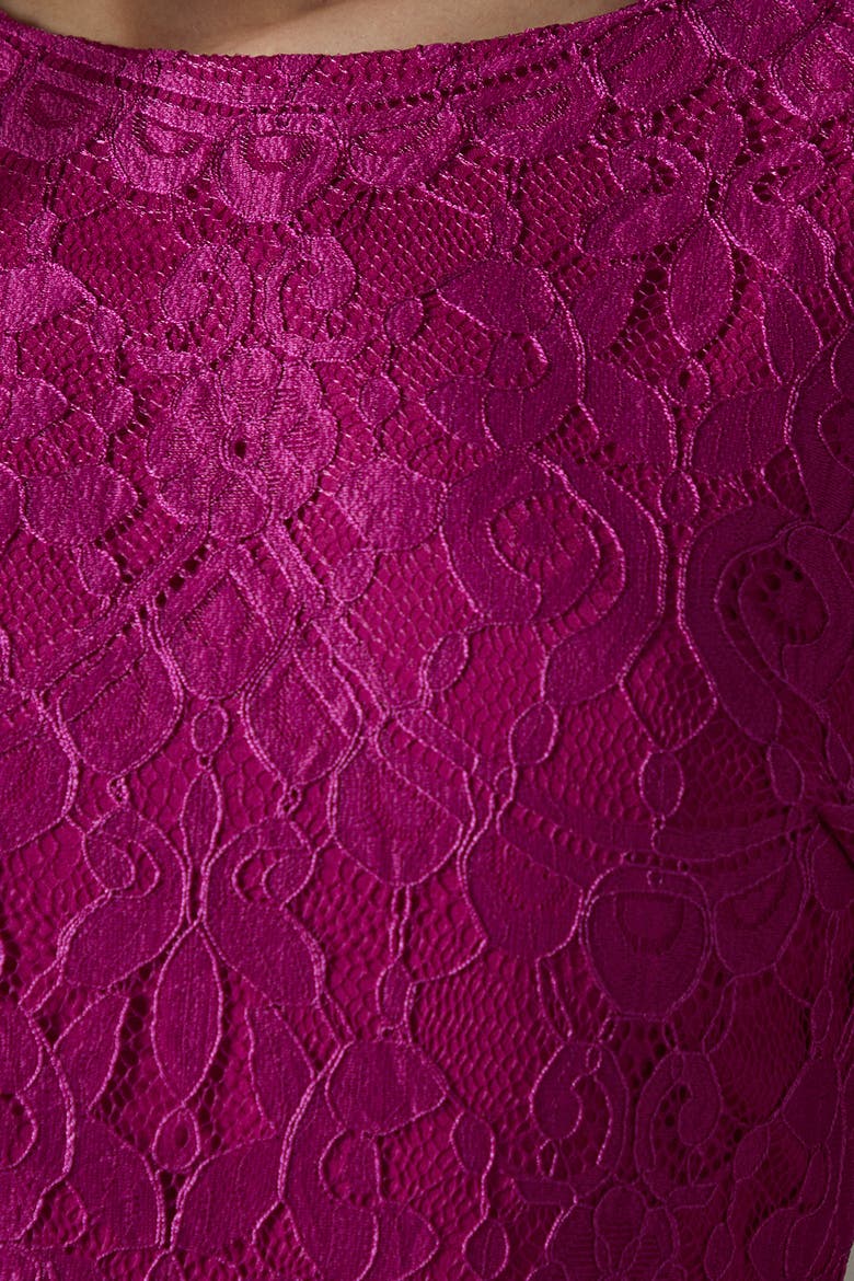 Lace Short Sleeve Midi Dress, Alternate, color, Magenta