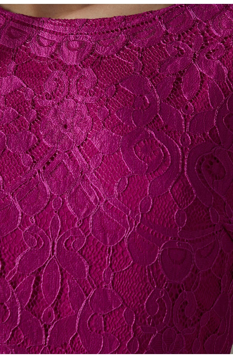 Coast Lace Short Sleeve Midi Dress, Alternate, color, Magenta