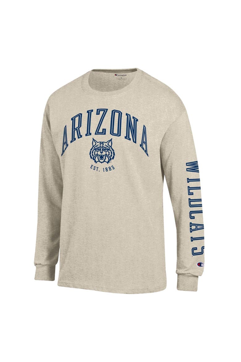 Men's Champion  Heather Oatmeal Arizona Wildcats Neutral Arch Long-Sleeve T-Shirt, Alternate, color, Oatmeal