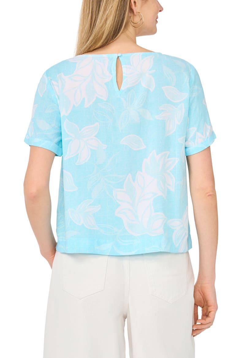 Floral Print Top, Alternate, color, DEW BLUE