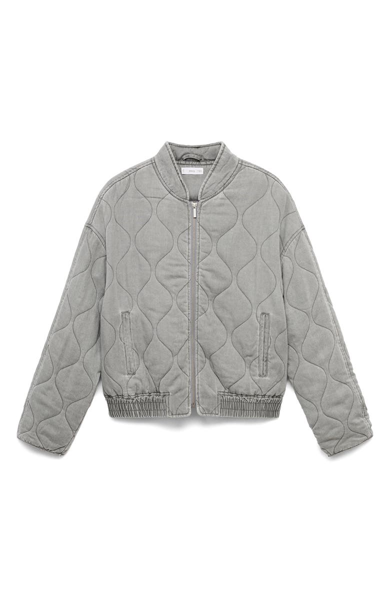 MANGO TEEN Quilted Denim Jacket, Main, color, Grey