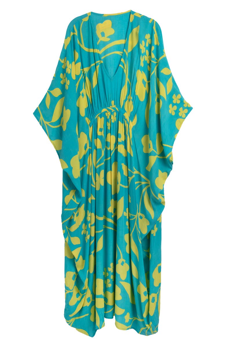 SAACHI Floral Print Cover-Up Kaftan, Alternate, color, Blue