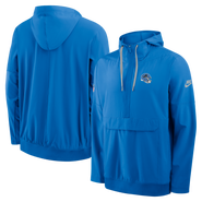 Nike Men's Nike Blue Detroit Lions Sideline Broken Rules Alternate Anorak Half-Zip Hooded Jacket
