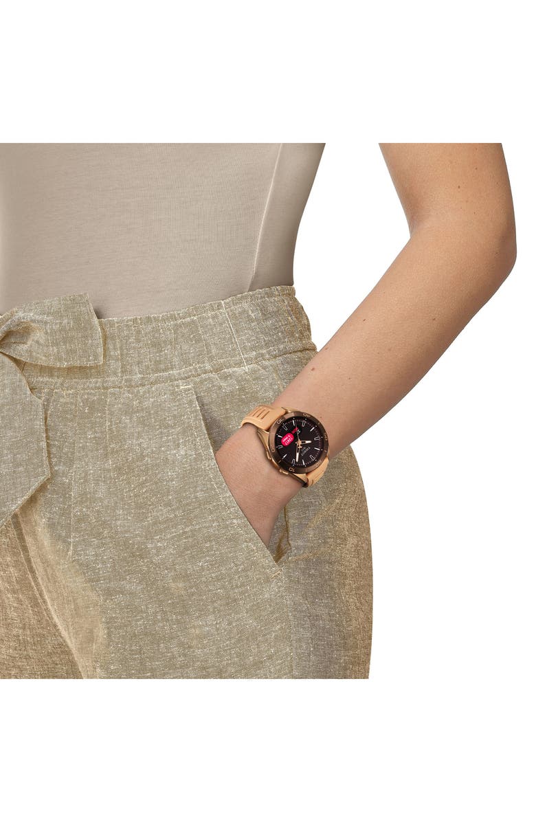 Tissot T-Touch Connect Sport Solar Smart Silicone Strap Watch, 42mm, Alternate, color, Beige