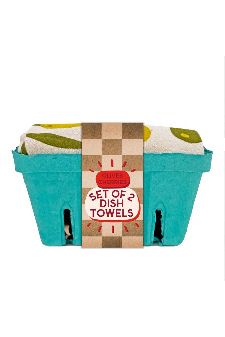 Cocktail Hour - Dish Towel Set of 2, Alternate, color, Green
