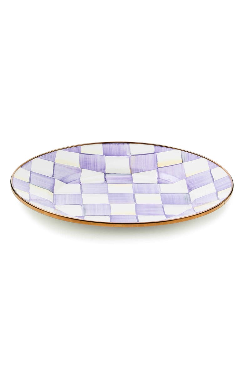MACKENZIE CHILDS Violet Check Enameled Steel Dinner Plate, Alternate, color, Violet