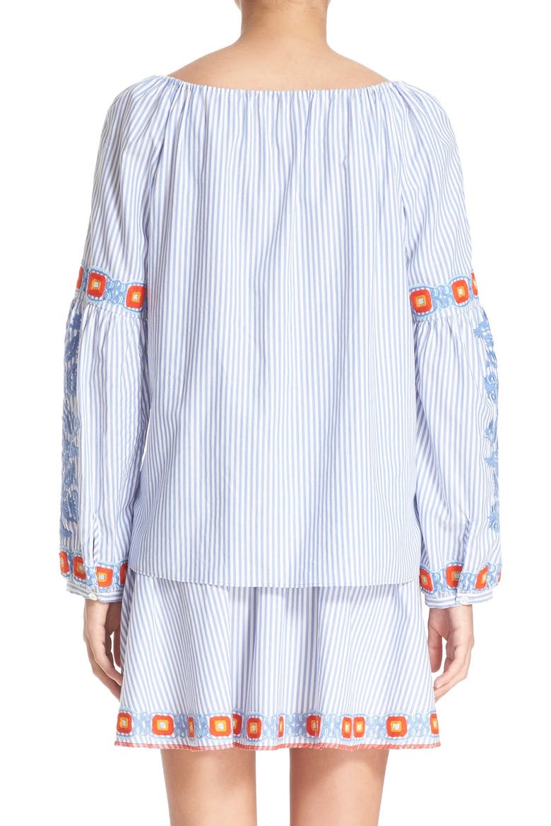 'Madison' Embroidered Cotton Tunic, Alternate, color, BLUE DUSK/ WHITE