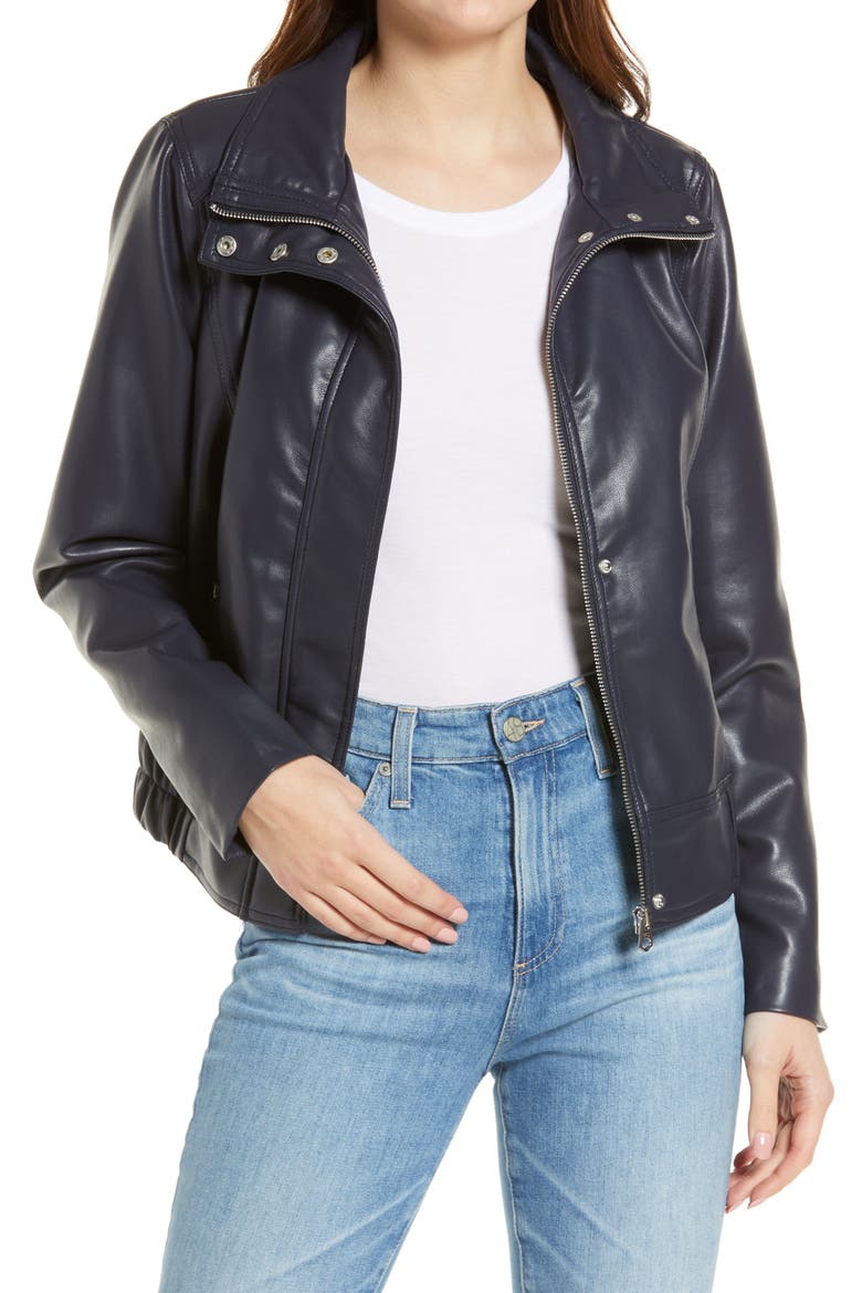 Faux Leather Jacket, Main, color, ECLIPSE