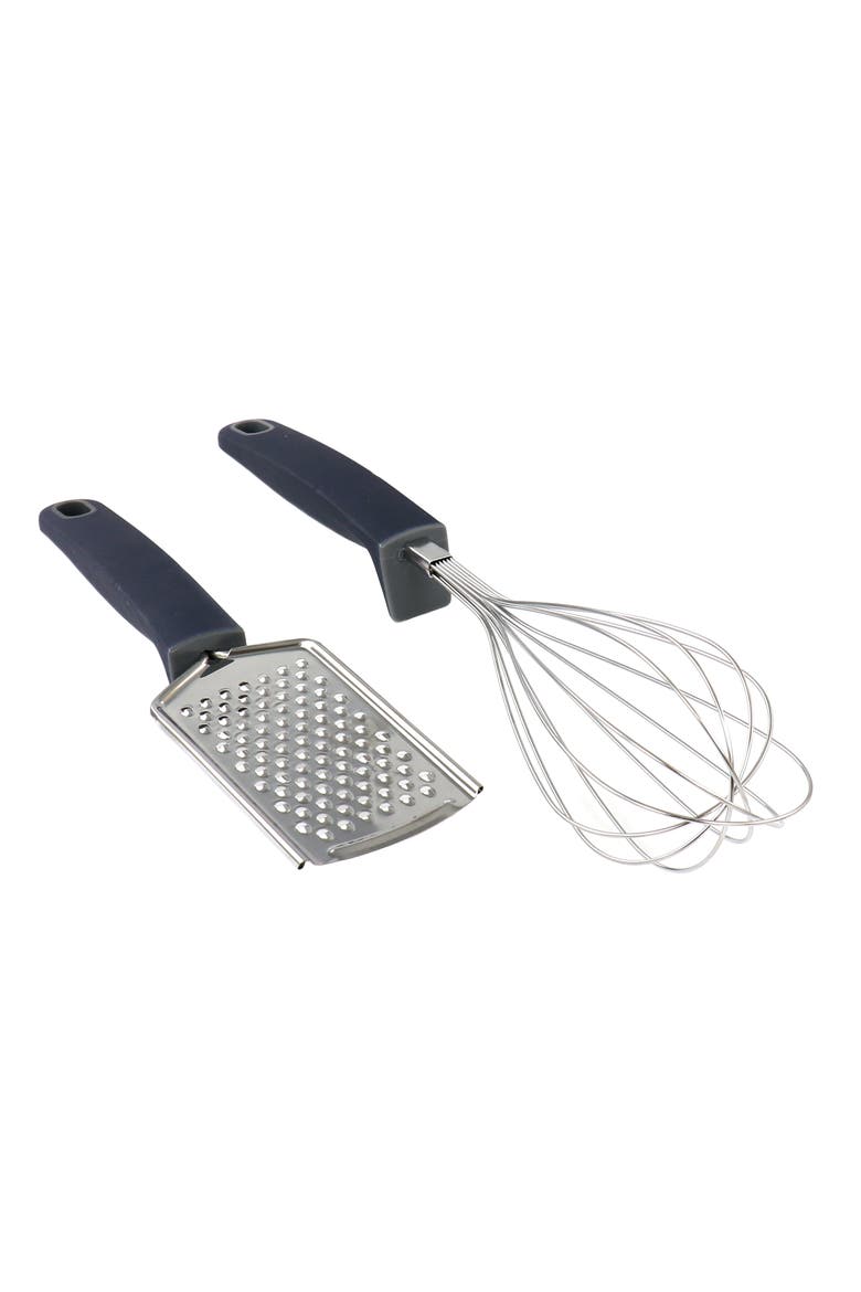 Bluemarine 2 Piece Stainless Steel Grater and Whisk Set, Main, color, Navy