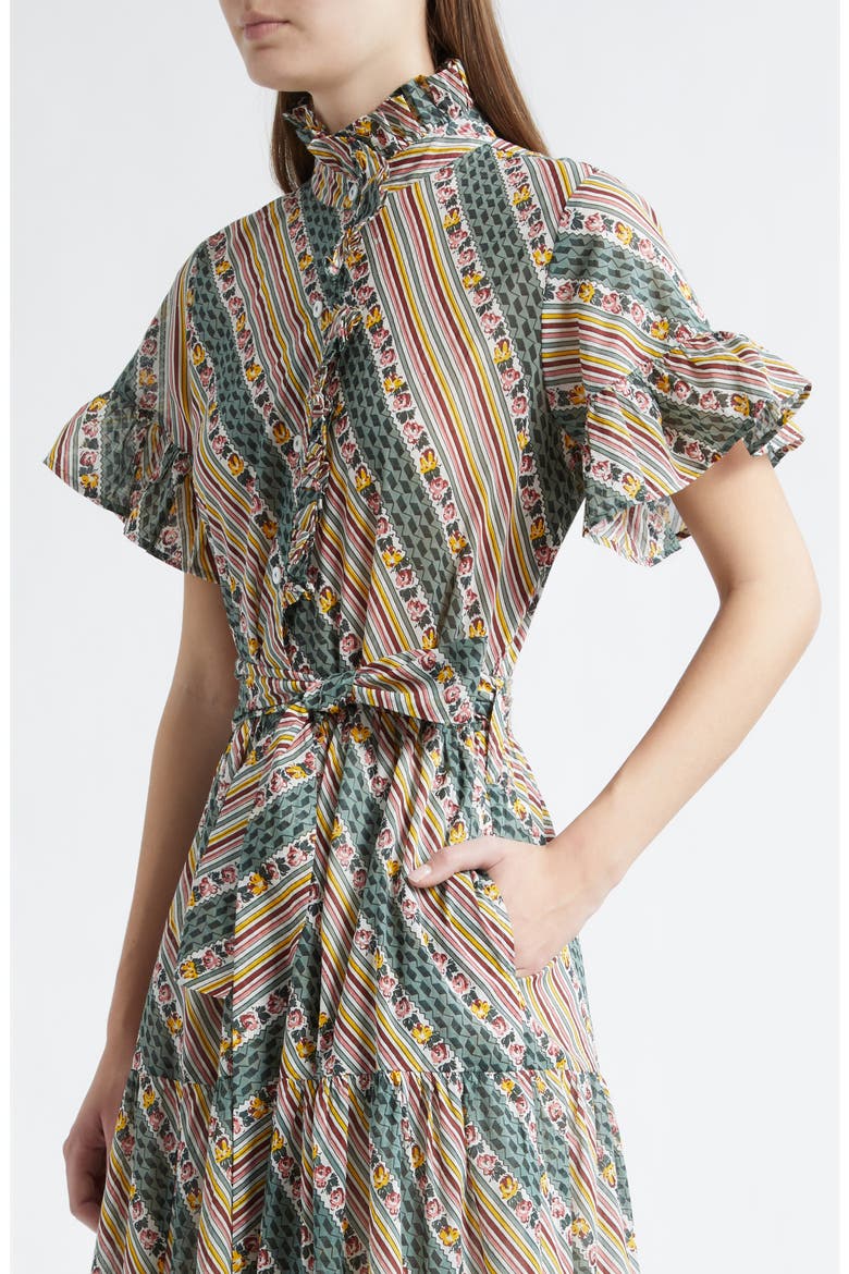 Victoria Ruffle Front Dress, Alternate, color, ROSE STRIPE