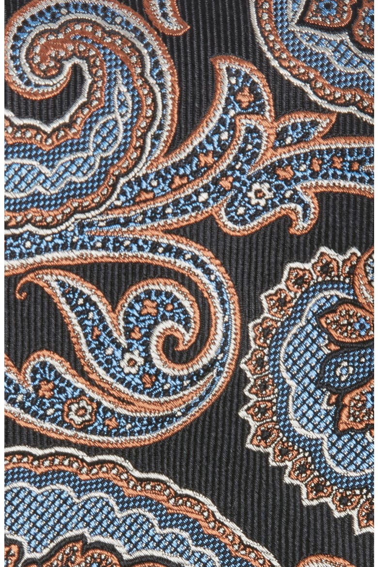 Paisley Silk Tie, Alternate, color, BLACK