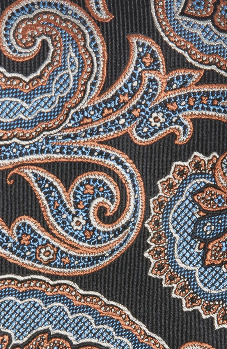 Nordstrom Paisley Silk Tie, Alternate, color, Black