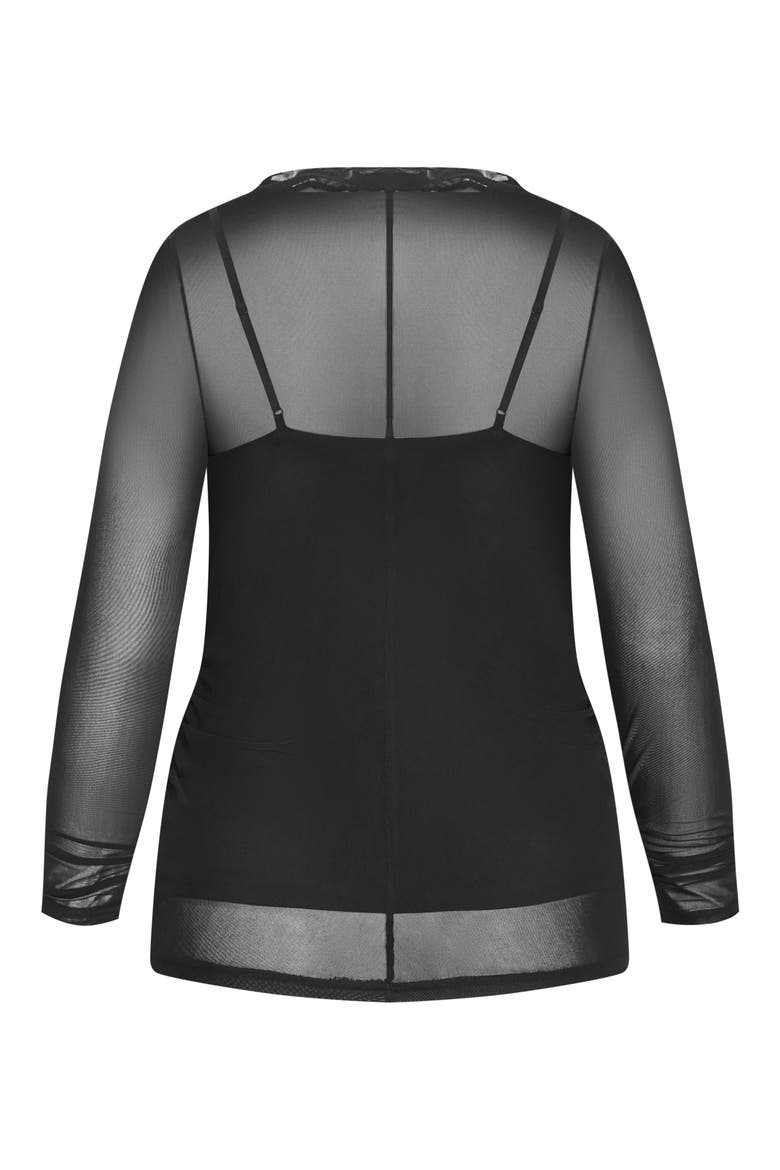 Lauryn Sheer Stretch Mesh Top, Alternate, color, BLACK