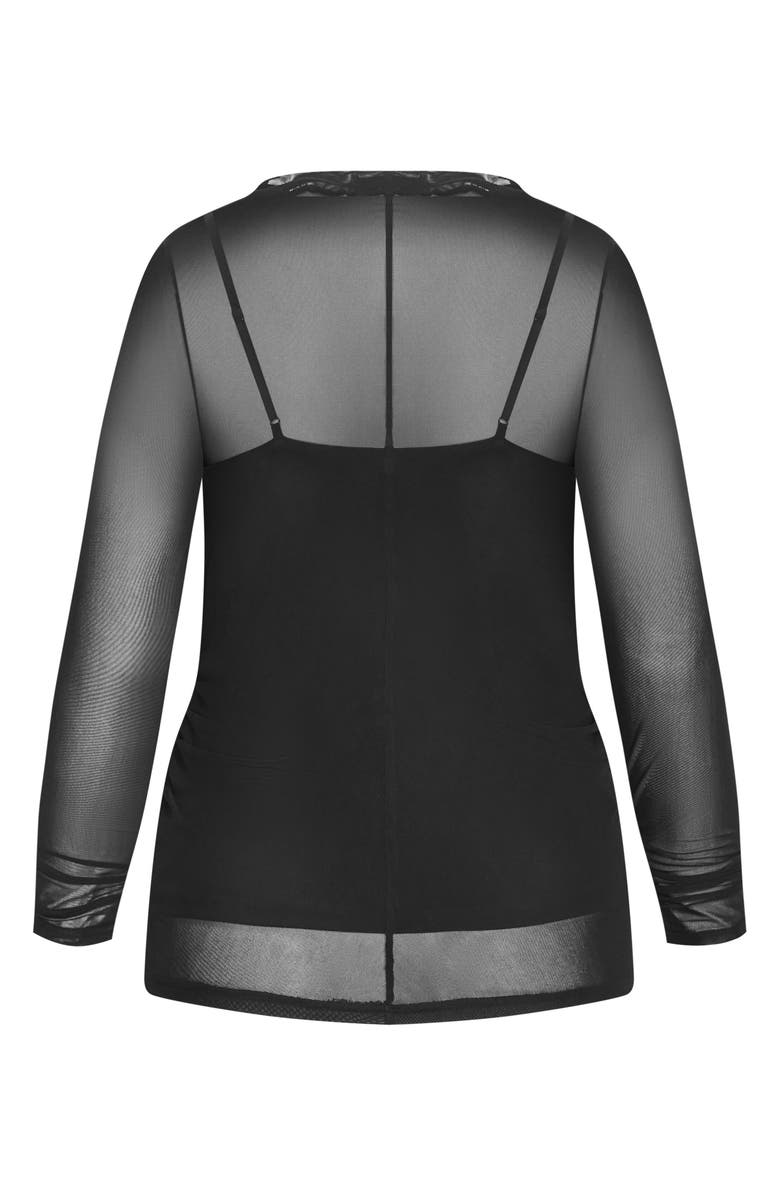 City Chic Lauryn Sheer Stretch Mesh Top, Alternate, color, Black