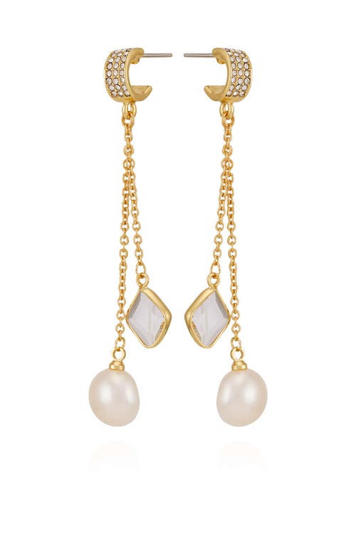 Vince Camuto Dangle Earrings With Freshwater Pearl Crystal Drop In Gold