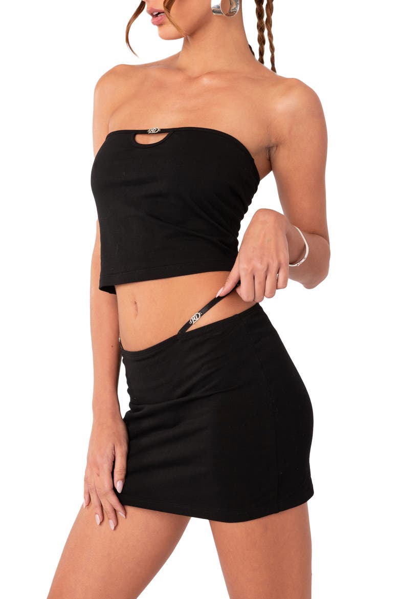 Kenna Cutout Tube Top, Alternate, color, BLACK