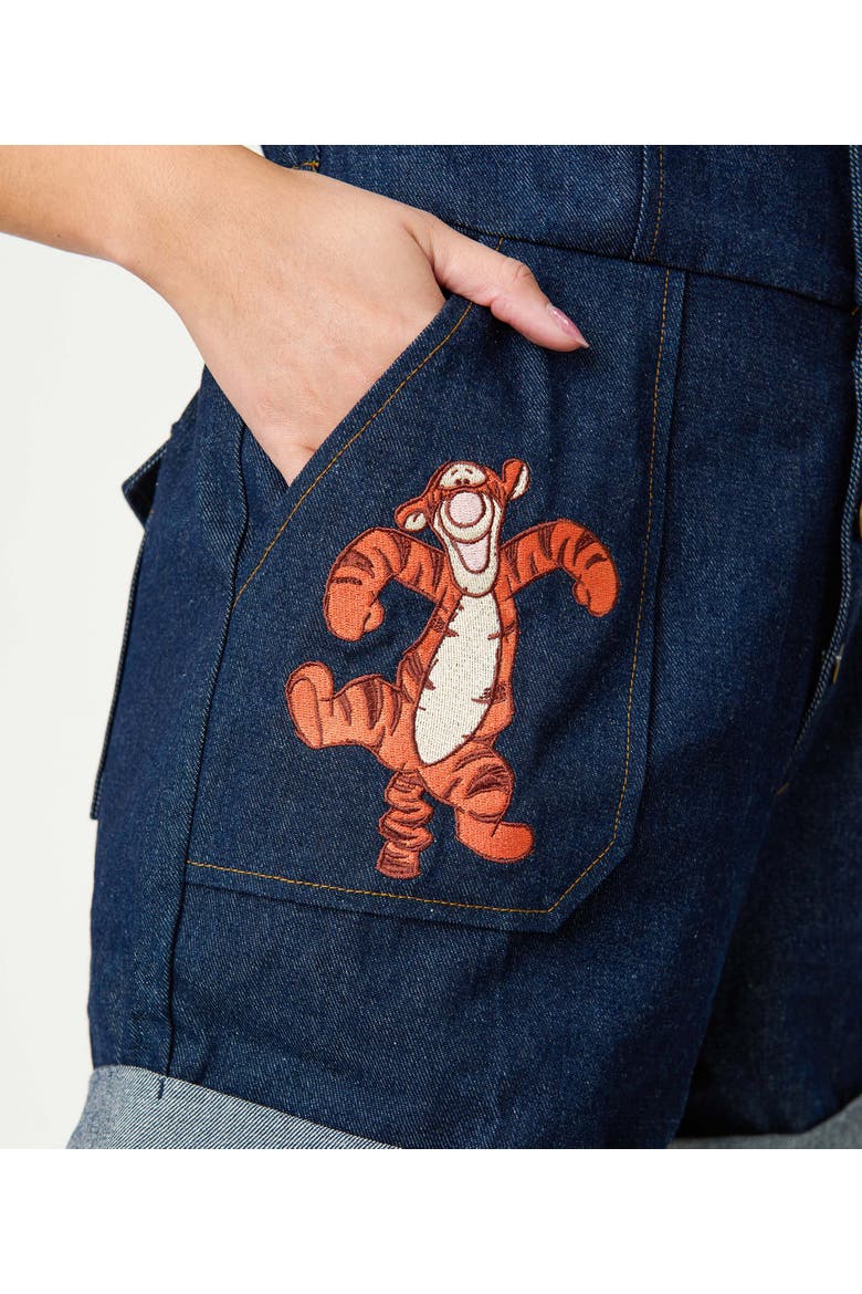 Garage Style Romper, Alternate, color, Dark Denim W/Embroidery