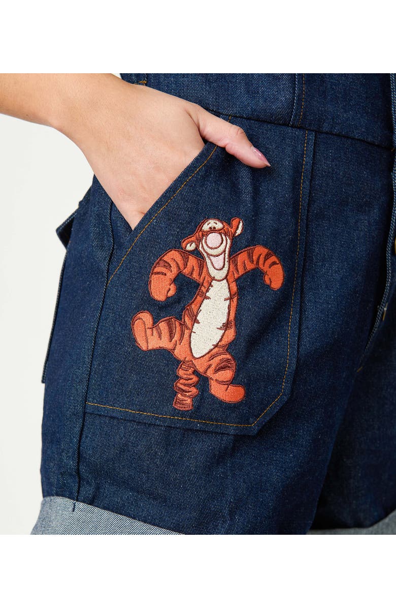 Unique Vintage Garage Style Romper, Alternate, color, Dark Denim W/Embroidery