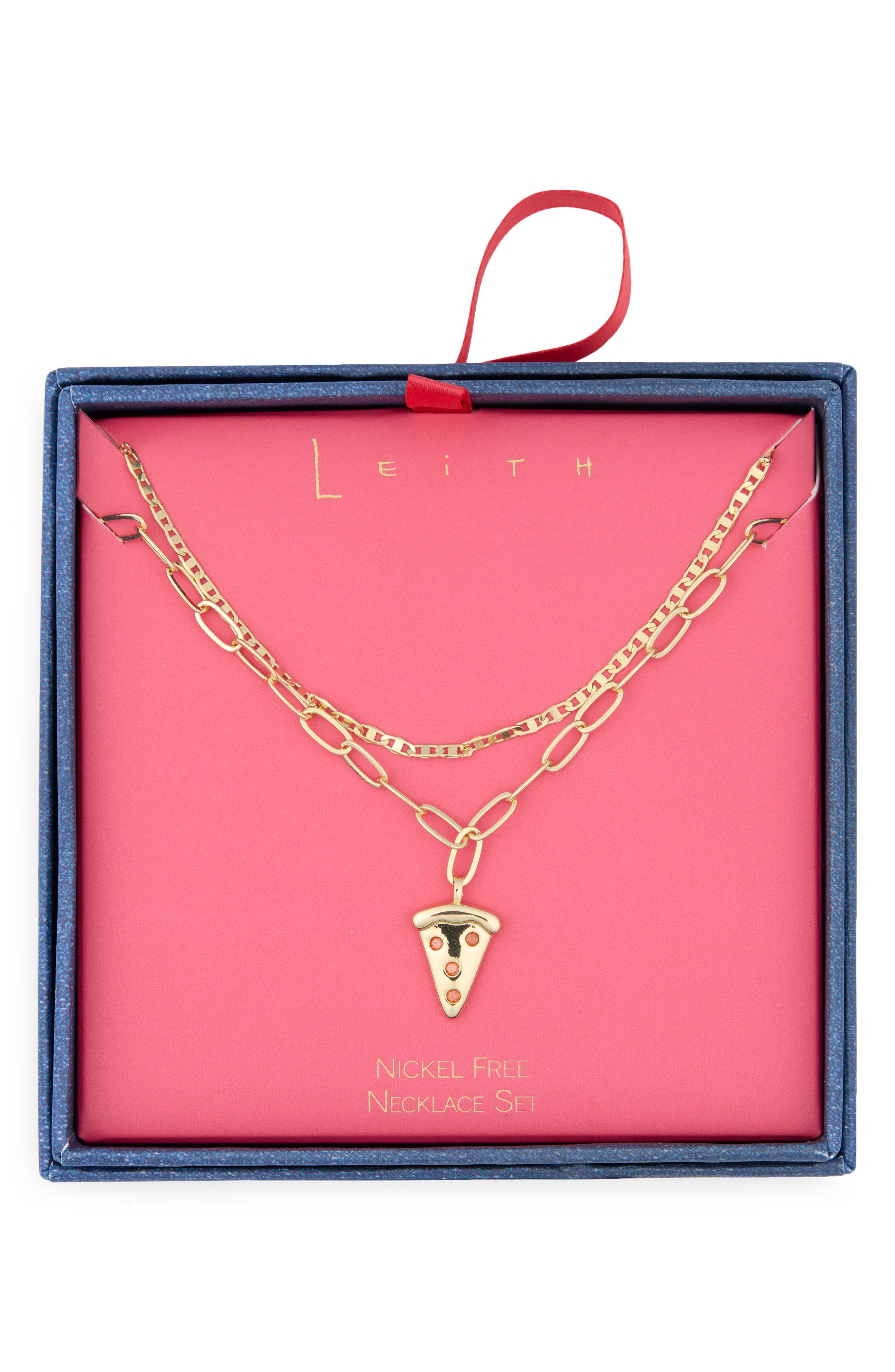 Leith Layered Pizza Pendant Necklace