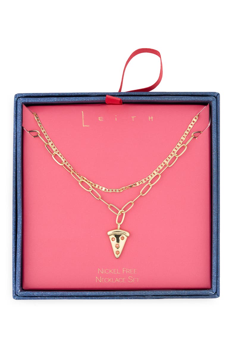 Layered Pizza Pendant Necklace, Main, color, RED MULTI- GOLD