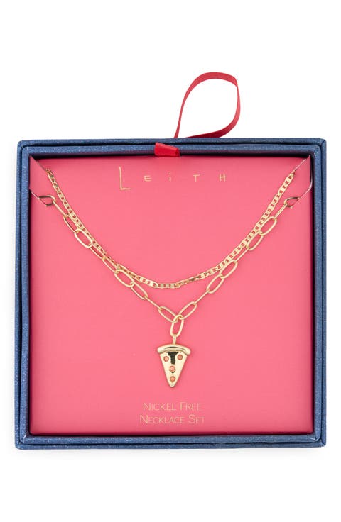 Layered Pizza Pendant Necklace