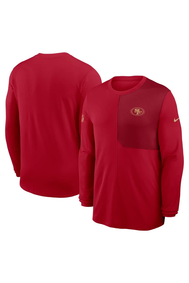 Men's Nike Scarlet San Francisco 49ers Sideline Coach UV Performance Long Sleeve T-Shirt, Alternate, color, Scarlet