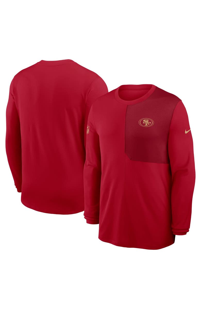 Nike Men's Nike Scarlet San Francisco 49ers Sideline Coach UV Performance Long Sleeve T-Shirt, Alternate, color, Scarlet