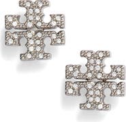 Tory Burch Crystal Logo Stud Earrings