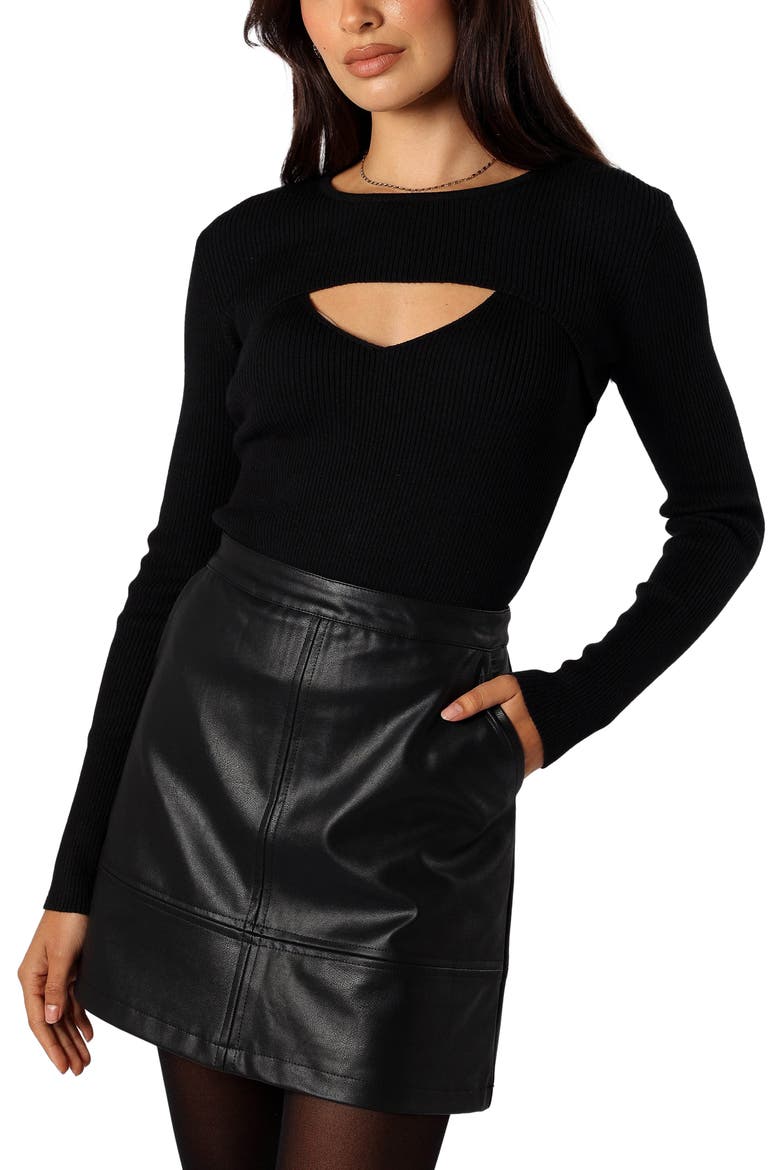 Jupiter Cutout Rib Sweater, Main, color, BLACK