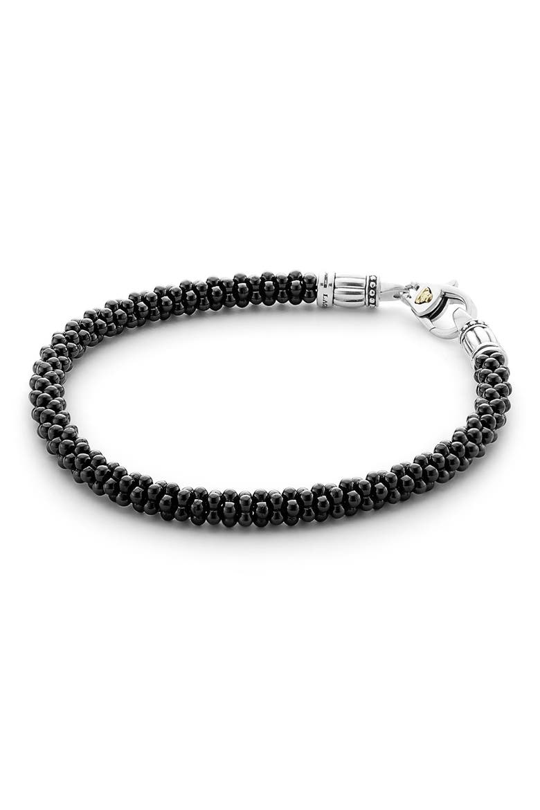Black & White Ceramic Caviar Bracelet, Main, color, BLACK/ GOLD