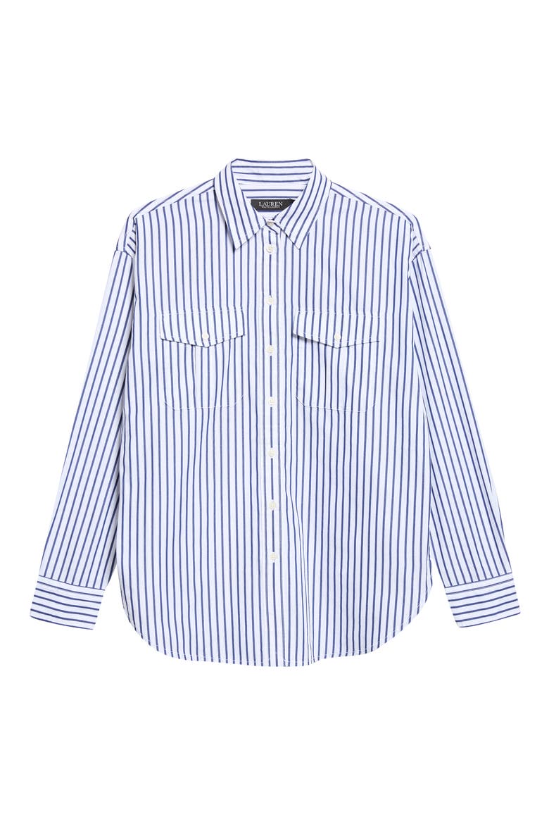 Durrell Cotton Button-Up Shirt, Alternate, color, BLUE/ WHITE