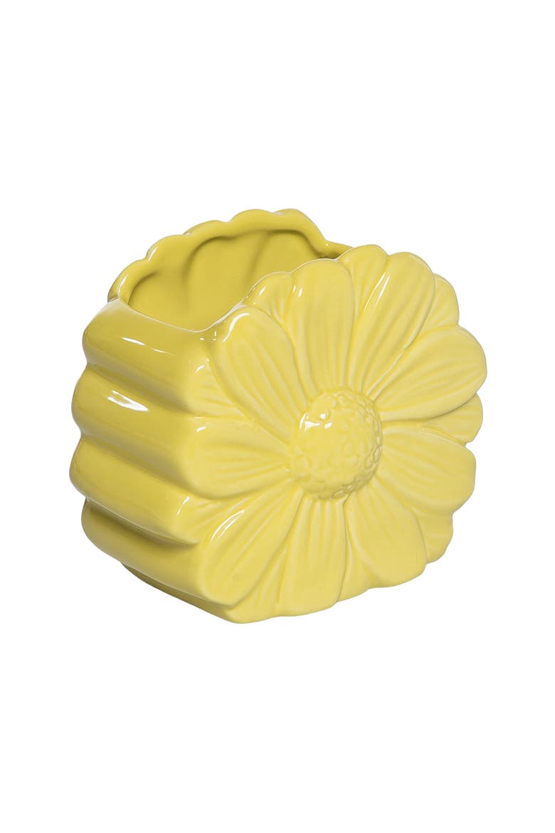 Dolomite Daisy Holder Storage Jar Yellow for Spring Tabletop Decor, Alternate, color, Yellow