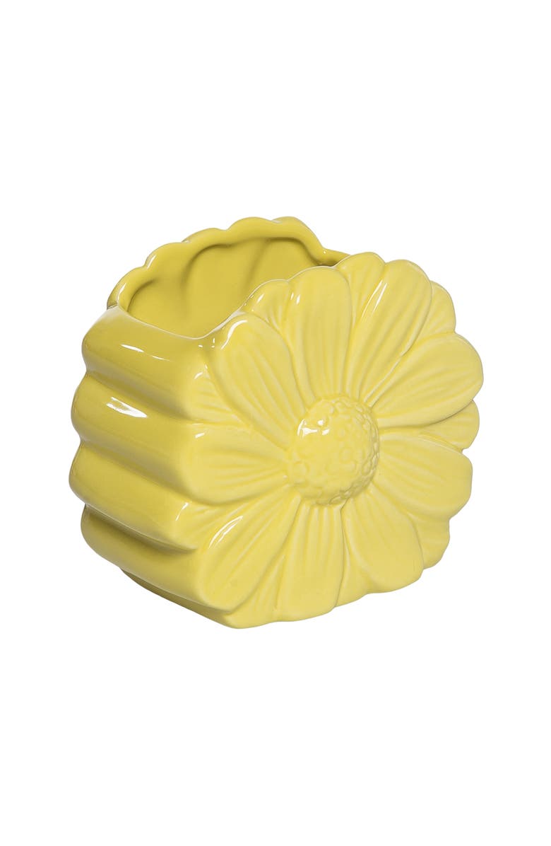 Transpac Dolomite Daisy Holder Storage Jar Yellow for Spring Tabletop Decor, Alternate, color, Yellow