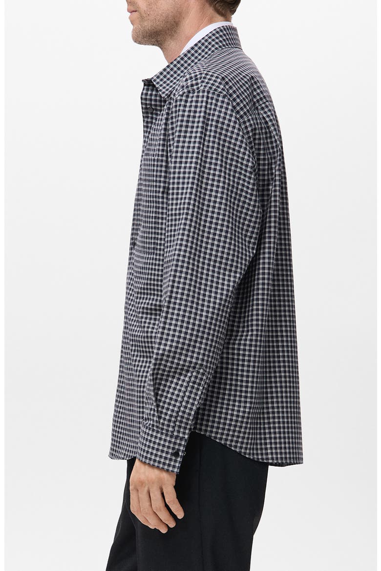 Relaxed Fit Check Snap-Up Shirt, Alternate, color, BLACK