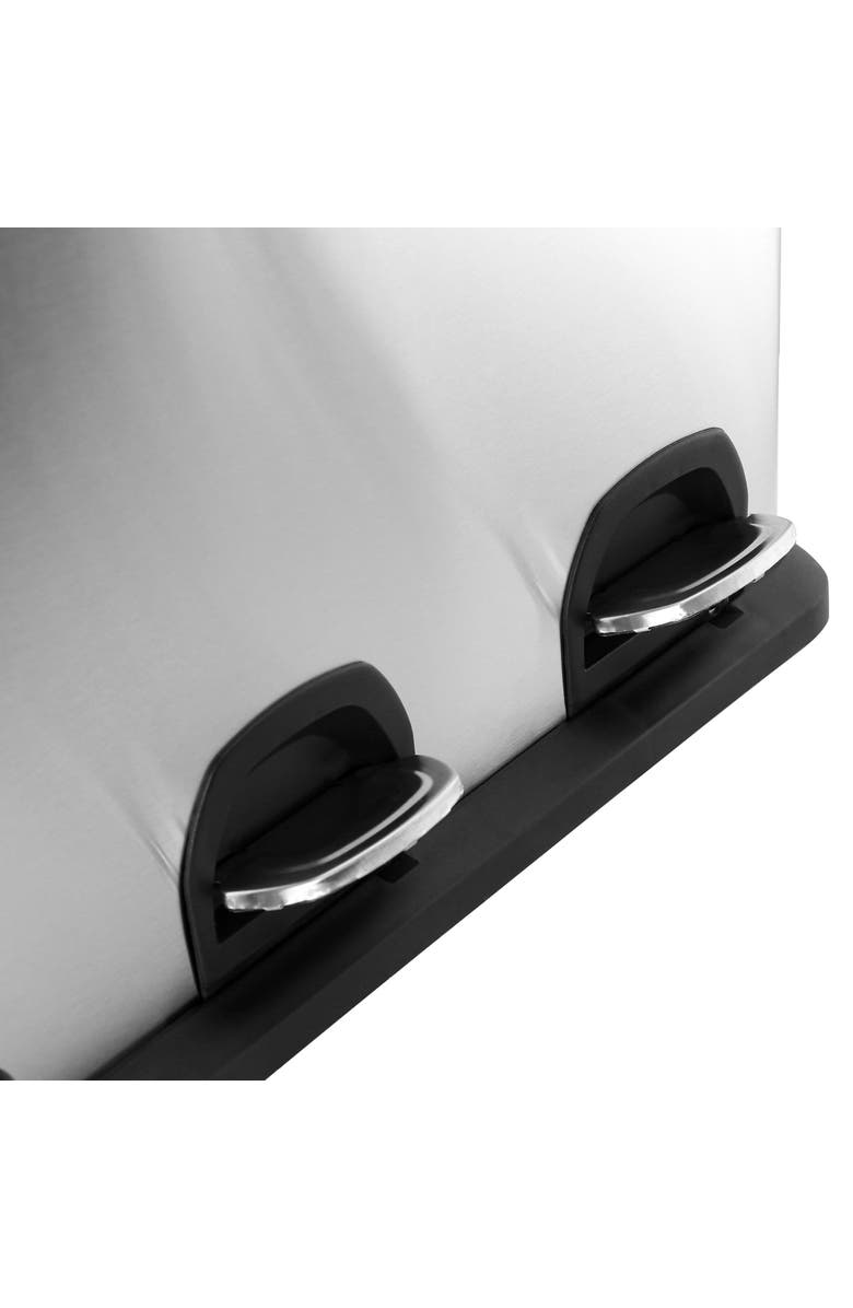 Elama 3 Section 15 Liter/4 Gallon Each Section Trash and Recycling Step Bin, Alternate, color, Silver