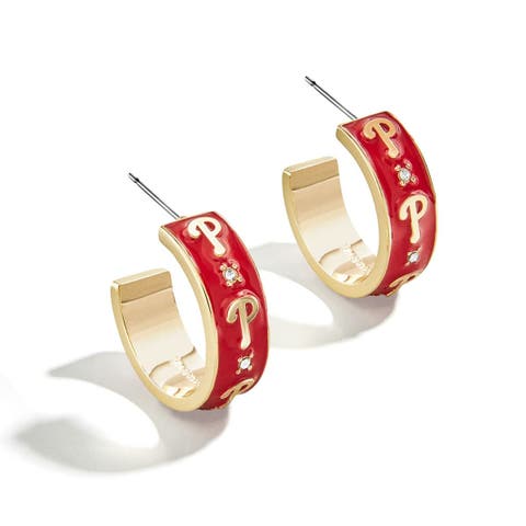 x BaubleBar Philadelphia Phillies Enamel Hoop Earrings
