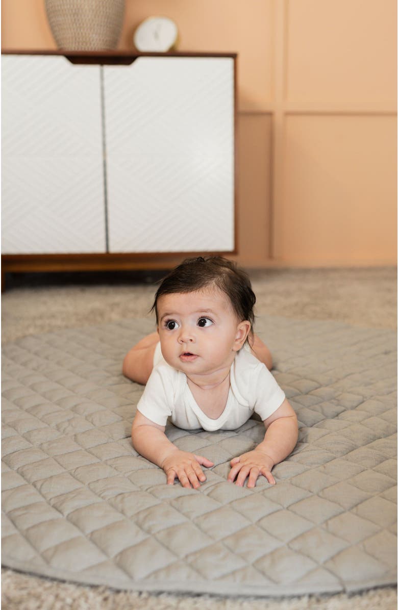 Poppyseed Play Round Linen Play Mat, Alternate, color, Gray