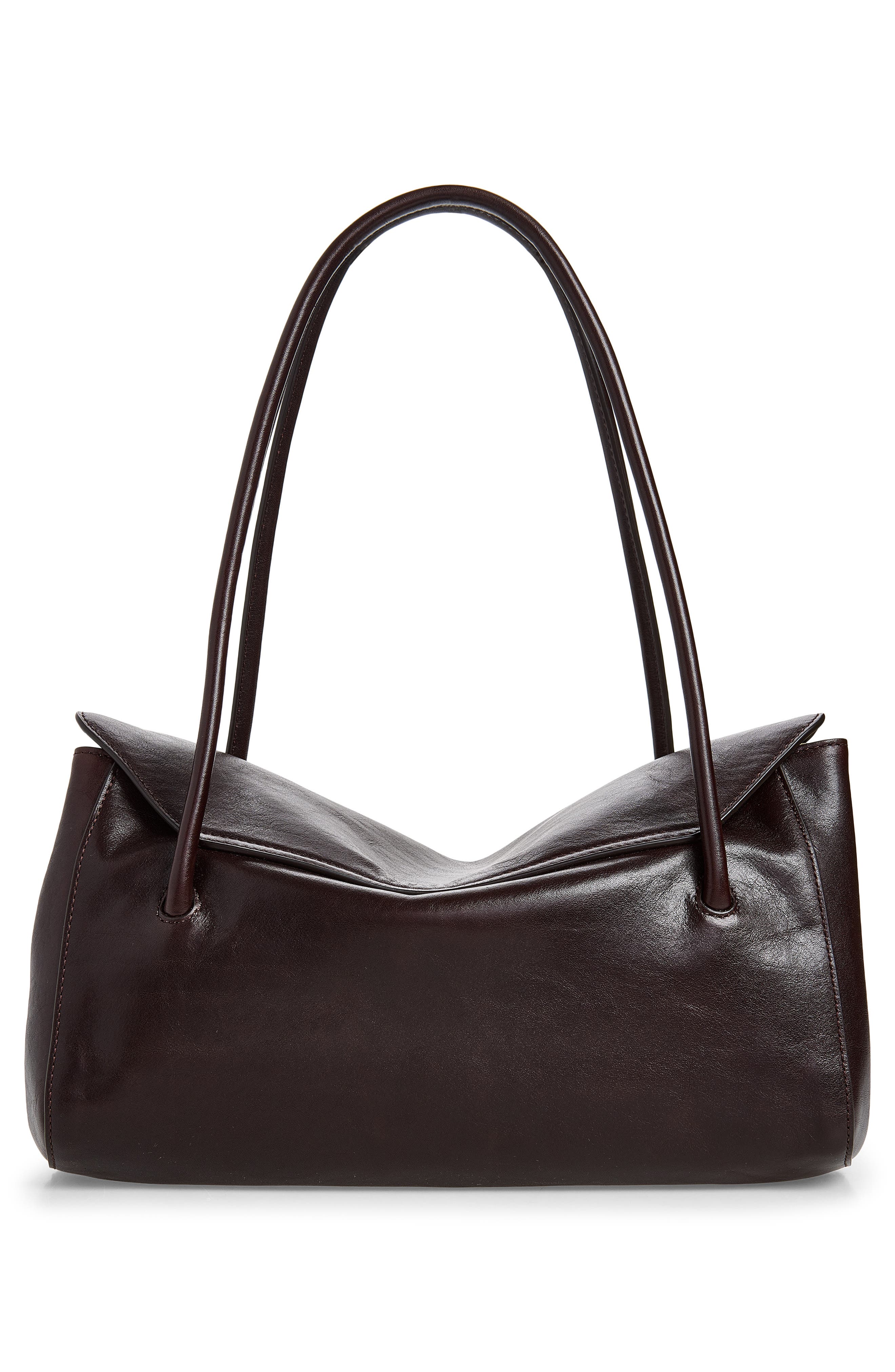 Leather East/West Shoulder Bag, Alternate, color, METAL BROWN