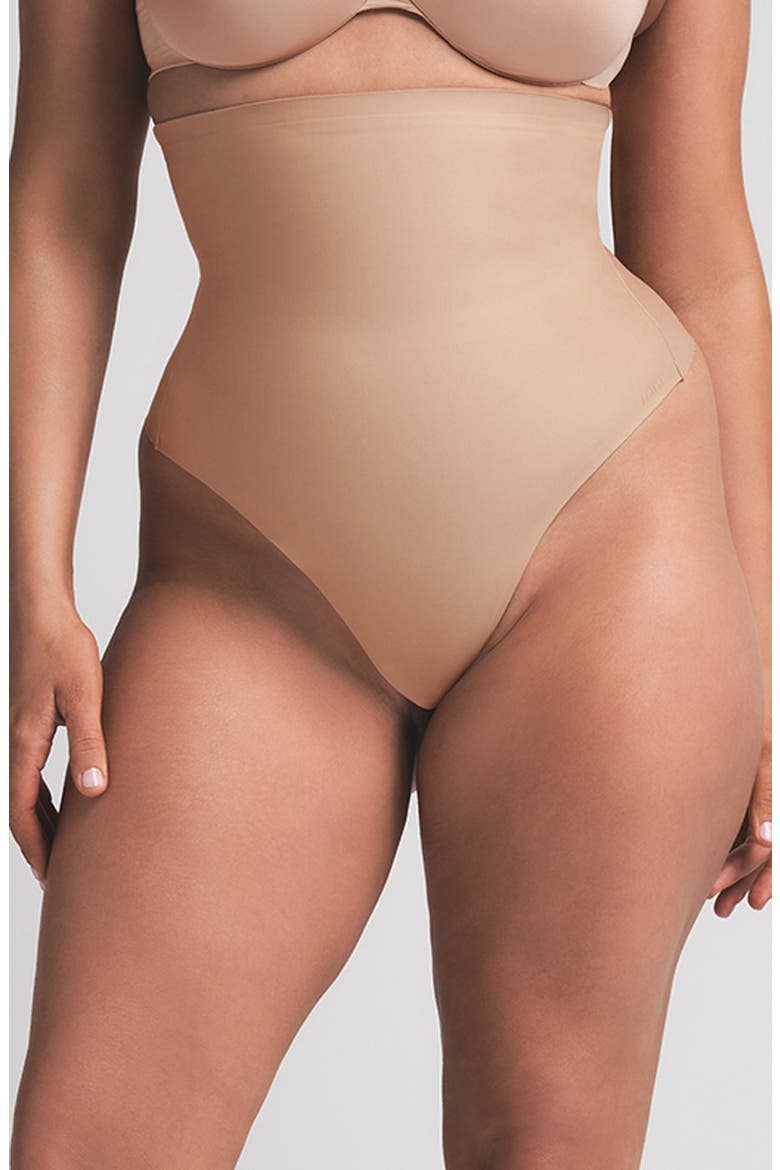 Body Core Sculpt High Waist Thong, Main, color, CLAY