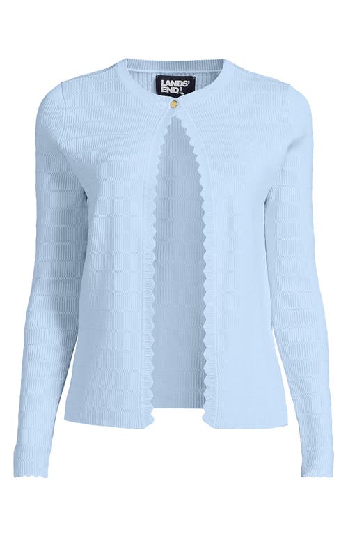 Lands' End Blend Scallop Edge Fitted Cardigan Sweater