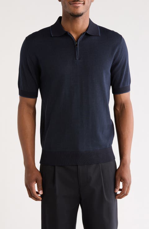 Textured Quarter Zip Polo