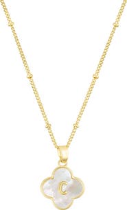 Adornia Mother-of-Pearl Clover Initial Pendant Necklace